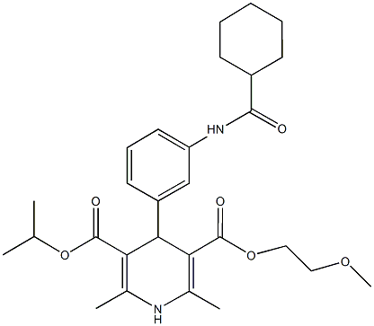 723256-37-9 3-isopropyl 5-(2-methoxyethyl) 4-{3-[(cyclohexylcarbonyl)amino]phenyl}-2,6-dimethyl-1,4-dihydro-3,5-pyridinedicarboxylate