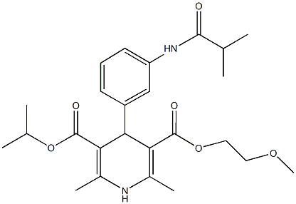 3-isopropyl 5-(2-methoxyethyl) 4-[3-(isobutyrylamino)phenyl]-2,6-dimethyl-1,4-dihydro-3,5-pyridinedicarboxylate Struktur