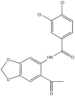 N-(6-acetyl-1,3-benzodioxol-5-yl)-3,4-dichlorobenzamide 结构式