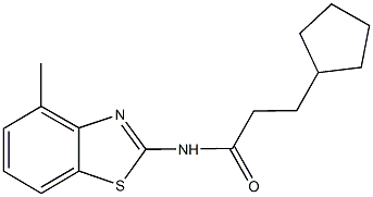 3-cyclopentyl-N-(4-methyl-1,3-benzothiazol-2-yl)propanamide 化学構造式