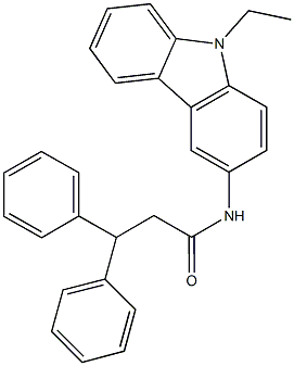 N-(9-ethyl-9H-carbazol-3-yl)-3,3-diphenylpropanamide 化学構造式