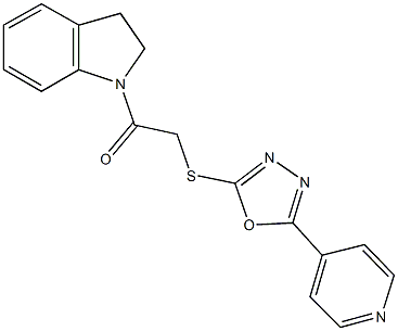 2-(2,3-dihydro-1H-indol-1-yl)-2-oxoethyl 5-(4-pyridinyl)-1,3,4-oxadiazol-2-yl sulfide Struktur