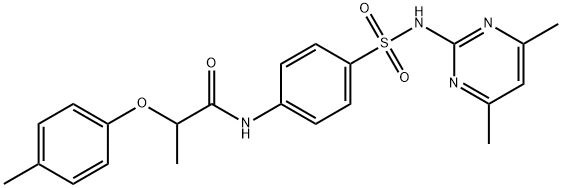 N-(4-{[(4,6-dimethyl-2-pyrimidinyl)amino]sulfonyl}phenyl)-2-(4-methylphenoxy)propanamide 结构式