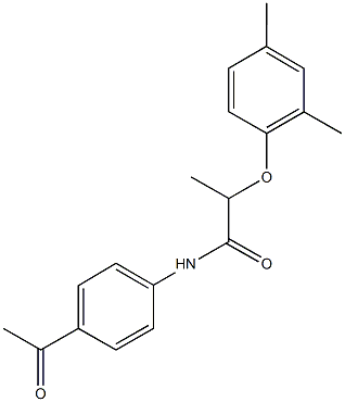 N-(4-acetylphenyl)-2-(2,4-dimethylphenoxy)propanamide 结构式