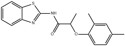 N-(1,3-benzothiazol-2-yl)-2-(2,4-dimethylphenoxy)propanamide 化学構造式