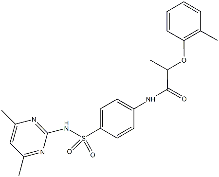 N-(4-{[(4,6-dimethyl-2-pyrimidinyl)amino]sulfonyl}phenyl)-2-(2-methylphenoxy)propanamide Struktur