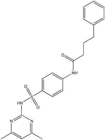 N-(4-{[(4,6-dimethyl-2-pyrimidinyl)amino]sulfonyl}phenyl)-4-phenylbutanamide 化学構造式