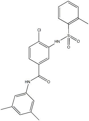 4-chloro-N-(3,5-dimethylphenyl)-3-{[(2-methylphenyl)sulfonyl]amino}benzamide 结构式