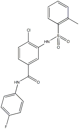 4-chloro-N-(4-fluorophenyl)-3-{[(2-methylphenyl)sulfonyl]amino}benzamide,723291-35-8,结构式