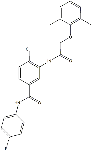 4-chloro-3-{[(2,6-dimethylphenoxy)acetyl]amino}-N-(4-fluorophenyl)benzamide 化学構造式