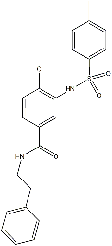 4-chloro-3-{[(4-methylphenyl)sulfonyl]amino}-N-(2-phenylethyl)benzamide,723291-87-0,结构式