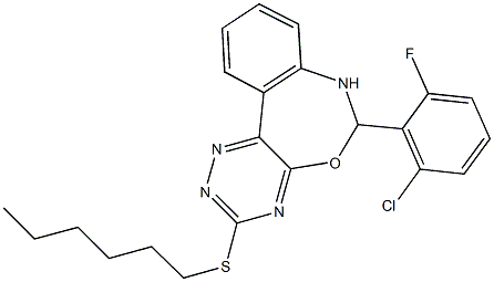 723291-95-0 6-(2-chloro-6-fluorophenyl)-3-(hexylthio)-6,7-dihydro[1,2,4]triazino[5,6-d][3,1]benzoxazepine