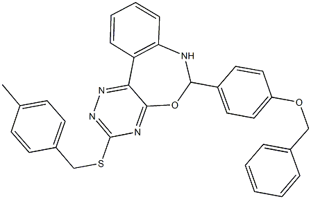 6-[4-(benzyloxy)phenyl]-3-[(4-methylbenzyl)sulfanyl]-6,7-dihydro[1,2,4]triazino[5,6-d][3,1]benzoxazepine,723292-05-5,结构式