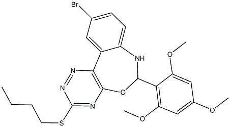 10-bromo-3-(butylsulfanyl)-6-(2,4,6-trimethoxyphenyl)-6,7-dihydro[1,2,4]triazino[5,6-d][3,1]benzoxazepine Struktur