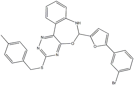 6-[5-(3-bromophenyl)-2-furyl]-3-[(4-methylbenzyl)sulfanyl]-6,7-dihydro[1,2,4]triazino[5,6-d][3,1]benzoxazepine,723292-09-9,结构式