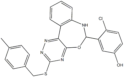 4-chloro-3-{3-[(4-methylbenzyl)sulfanyl]-6,7-dihydro[1,2,4]triazino[5,6-d][3,1]benzoxazepin-6-yl}phenol,723292-13-5,结构式