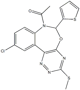 7-acetyl-10-chloro-6-(2-thienyl)-6,7-dihydro[1,2,4]triazino[5,6-d][3,1]benzoxazepin-3-yl methyl sulfide Structure