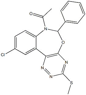 7-acetyl-10-chloro-6-phenyl-6,7-dihydro[1,2,4]triazino[5,6-d][3,1]benzoxazepin-3-yl methyl sulfide 结构式