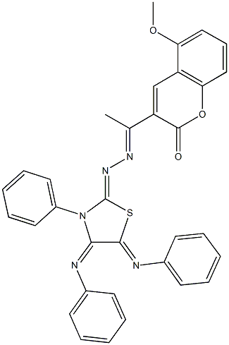3-phenyl-4,5-bis(phenylimino)-1,3-thiazolidin-2-one [1-(5-methoxy-2-oxo-2H-chromen-3-yl)ethylidene]hydrazone Struktur