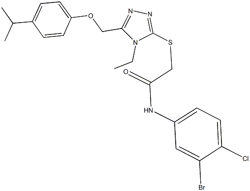 N-(3-bromo-4-chlorophenyl)-2-({4-ethyl-5-[(4-isopropylphenoxy)methyl]-4H-1,2,4-triazol-3-yl}sulfanyl)acetamide 结构式