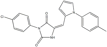 3-(4-chlorophenyl)-5-{[1-(4-methylphenyl)-1H-pyrrol-2-yl]methylene}-2,4-imidazolidinedione,723292-70-4,结构式