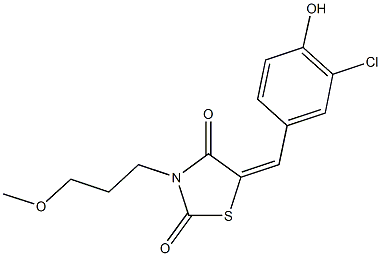 5-(3-chloro-4-hydroxybenzylidene)-3-(3-methoxypropyl)-1,3-thiazolidine-2,4-dione 结构式