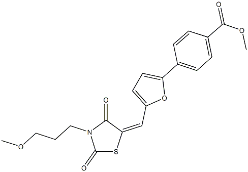 methyl 4-(5-{[3-(3-methoxypropyl)-2,4-dioxo-1,3-thiazolidin-5-ylidene]methyl}-2-furyl)benzoate Structure