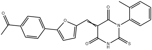 5-{[5-(4-acetylphenyl)-2-furyl]methylene}-1-(2-methylphenyl)-2-thioxodihydro-4,6(1H,5H)-pyrimidinedione Struktur