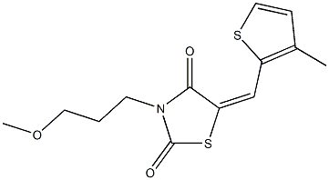 3-(3-methoxypropyl)-5-[(3-methyl-2-thienyl)methylene]-1,3-thiazolidine-2,4-dione,723292-81-7,结构式