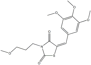 3-(3-methoxypropyl)-5-(3,4,5-trimethoxybenzylidene)-1,3-thiazolidine-2,4-dione 化学構造式