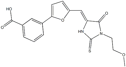 3-(5-{[1-(2-methoxyethyl)-5-oxo-2-thioxo-4-imidazolidinylidene]methyl}-2-furyl)benzoicacid 结构式