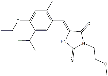 5-(4-ethoxy-5-isopropyl-2-methylbenzylidene)-3-(2-methoxyethyl)-2-thioxo-4-imidazolidinone Struktur