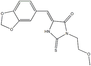 5-(1,3-benzodioxol-5-ylmethylene)-3-(2-methoxyethyl)-2-thioxo-4-imidazolidinone Structure