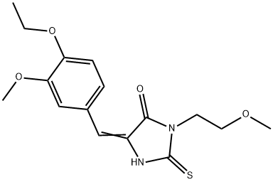 5-(4-ethoxy-3-methoxybenzylidene)-3-(2-methoxyethyl)-2-thioxo-4-imidazolidinone 化学構造式