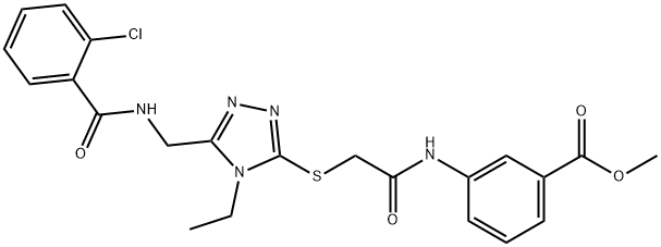 methyl3-({[(5-{[(2-chlorobenzoyl)amino]methyl}-4-ethyl-4H-1,2,4-triazol-3-yl)thio]acetyl}amino)benzoate 化学構造式