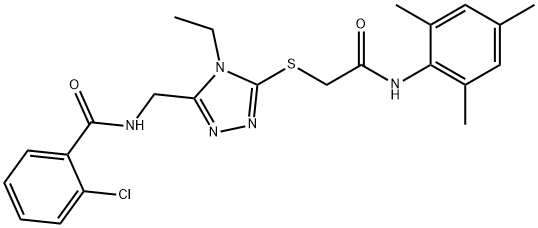 2-chloro-N-[(4-ethyl-5-{[2-(mesitylamino)-2-oxoethyl]thio}-4H-1,2,4-triazol-3-yl)methyl]benzamide Structure