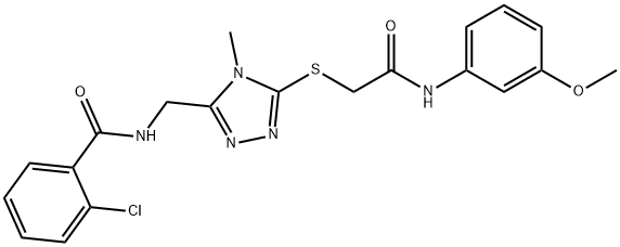 2-chloro-N-[(5-{[2-(3-methoxyanilino)-2-oxoethyl]thio}-4-methyl-4H-1,2,4-triazol-3-yl)methyl]benzamide|