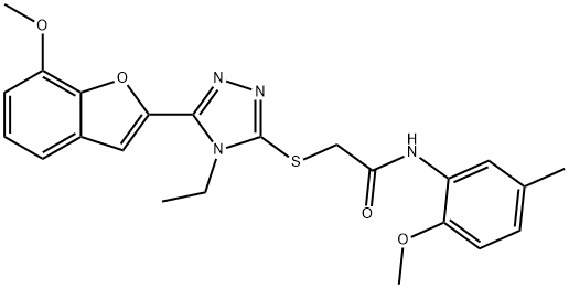 2-{[4-ethyl-5-(7-methoxy-1-benzofuran-2-yl)-4H-1,2,4-triazol-3-yl]sulfanyl}-N-(2-methoxy-5-methylphenyl)acetamide Structure