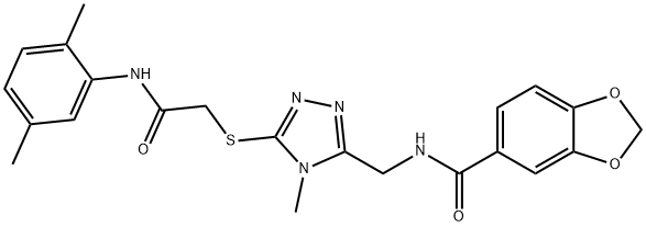 723297-63-0 N-[(5-{[2-(2,5-dimethylanilino)-2-oxoethyl]sulfanyl}-4-methyl-4H-1,2,4-triazol-3-yl)methyl]-1,3-benzodioxole-5-carboxamide