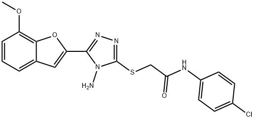 2-{[4-amino-5-(7-methoxy-1-benzofuran-2-yl)-4H-1,2,4-triazol-3-yl]sulfanyl}-N-(4-chlorophenyl)acetamide,723297-70-9,结构式