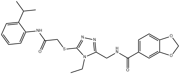 N-[(4-ethyl-5-{[2-(2-isopropylanilino)-2-oxoethyl]sulfanyl}-4H-1,2,4-triazol-3-yl)methyl]-1,3-benzodioxole-5-carboxamide Structure