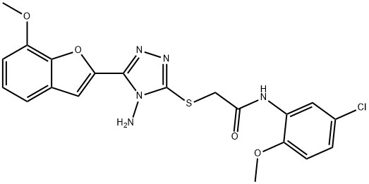 2-{[4-amino-5-(7-methoxy-1-benzofuran-2-yl)-4H-1,2,4-triazol-3-yl]sulfanyl}-N-(5-chloro-2-methoxyphenyl)acetamide,723297-77-6,结构式