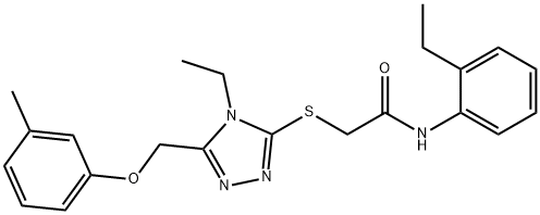 2-({4-ethyl-5-[(3-methylphenoxy)methyl]-4H-1,2,4-triazol-3-yl}sulfanyl)-N-(2-ethylphenyl)acetamide Struktur