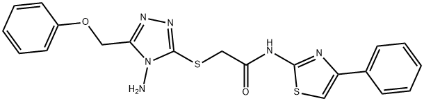 2-{[4-amino-5-(phenoxymethyl)-4H-1,2,4-triazol-3-yl]sulfanyl}-N-(4-phenyl-1,3-thiazol-2-yl)acetamide 结构式