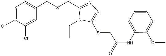 2-[(5-{[(3,4-dichlorobenzyl)sulfanyl]methyl}-4-ethyl-4H-1,2,4-triazol-3-yl)sulfanyl]-N-(2-methoxyphenyl)acetamide Struktur