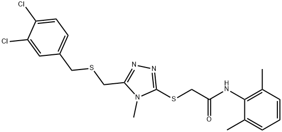 2-[(5-{[(3,4-dichlorobenzyl)sulfanyl]methyl}-4-methyl-4H-1,2,4-triazol-3-yl)sulfanyl]-N-(2,6-dimethylphenyl)acetamide 化学構造式