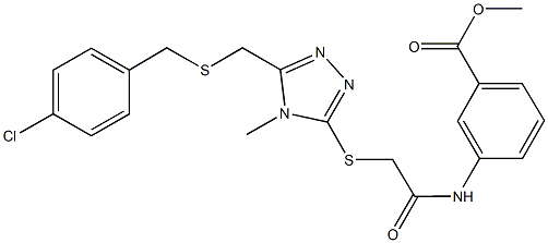 methyl 3-({[(5-{[(4-chlorobenzyl)sulfanyl]methyl}-4-methyl-4H-1,2,4-triazol-3-yl)sulfanyl]acetyl}amino)benzoate Structure