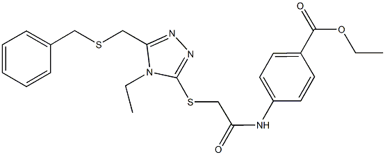 ethyl 4-{[({5-[(benzylsulfanyl)methyl]-4-ethyl-4H-1,2,4-triazol-3-yl}sulfanyl)acetyl]amino}benzoate Structure