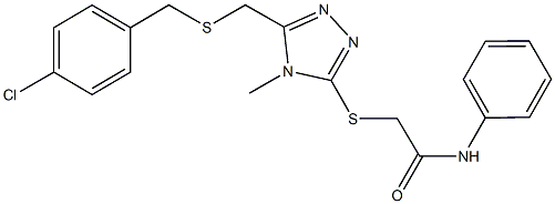 2-[(5-{[(4-chlorobenzyl)sulfanyl]methyl}-4-methyl-4H-1,2,4-triazol-3-yl)sulfanyl]-N-phenylacetamide,723298-57-5,结构式