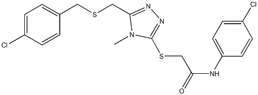 2-[(5-{[(4-chlorobenzyl)sulfanyl]methyl}-4-methyl-4H-1,2,4-triazol-3-yl)sulfanyl]-N-(4-chlorophenyl)acetamide 化学構造式